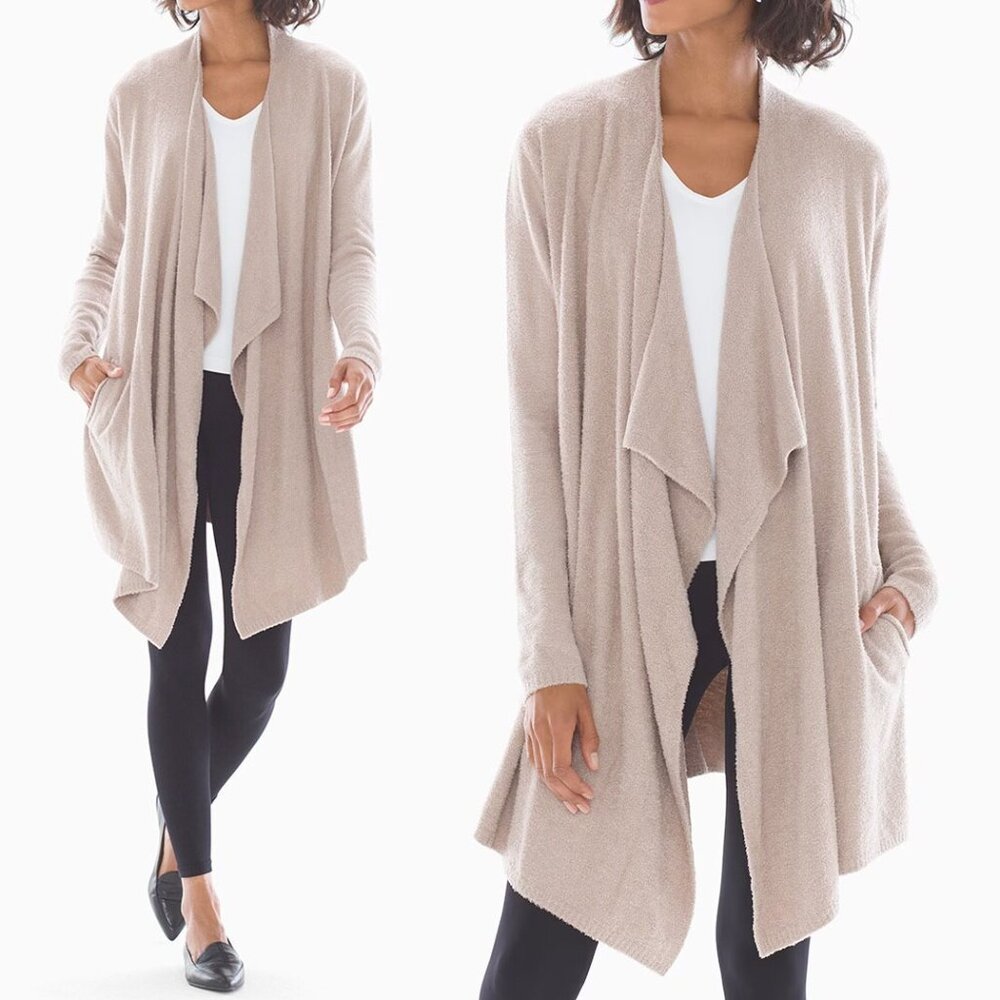 Barefoot Dreams CozyChic Lite Island Wrap Waterfall Open Front Cardigan Soft S/M